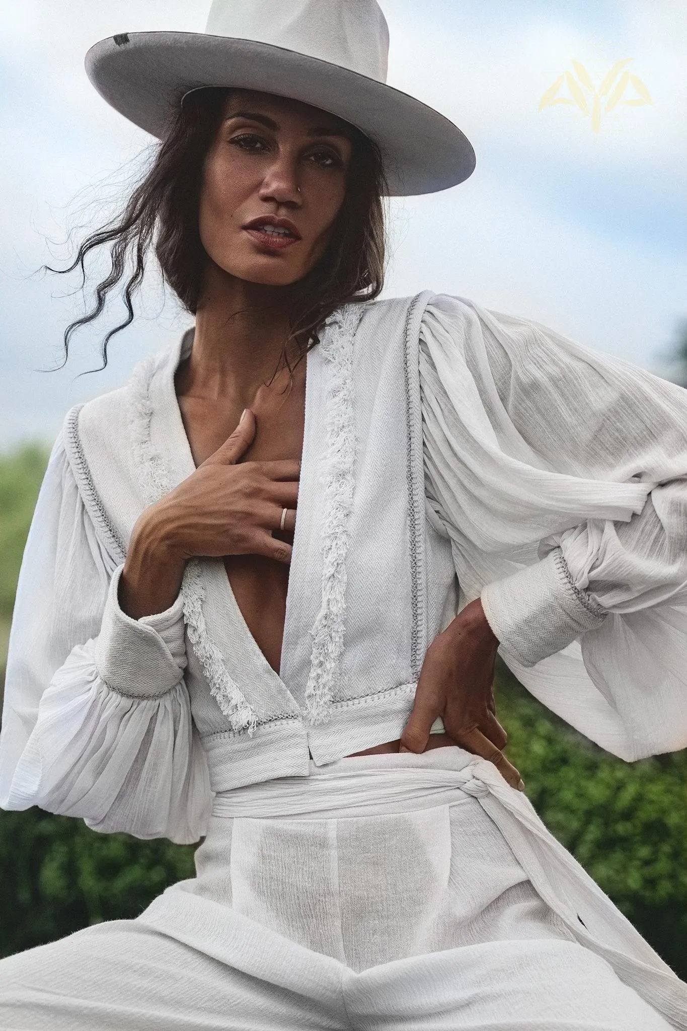 Off-White Puff Sleeves Top • Hand Embroidered top • Organic Boho Top Women