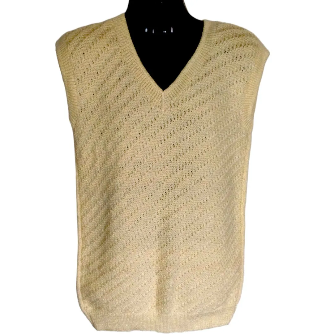 Online Graminarts Handmade Knitted Antique White Colour Half Vest Pullover For Men