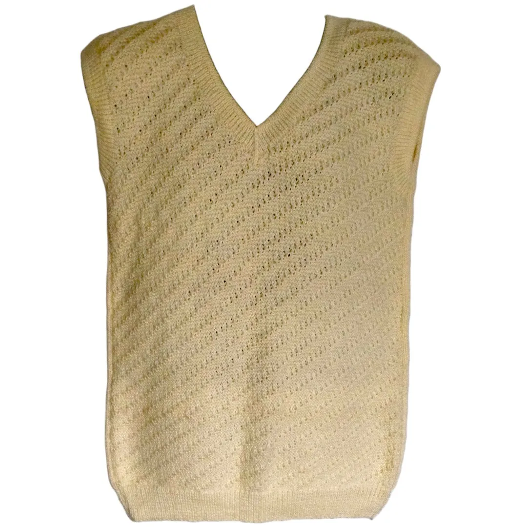 Online Graminarts Handmade Knitted Antique White Colour Half Vest Pullover For Men