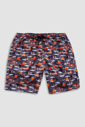 Orange Sunset and Pink Flamingo Swim Shorts