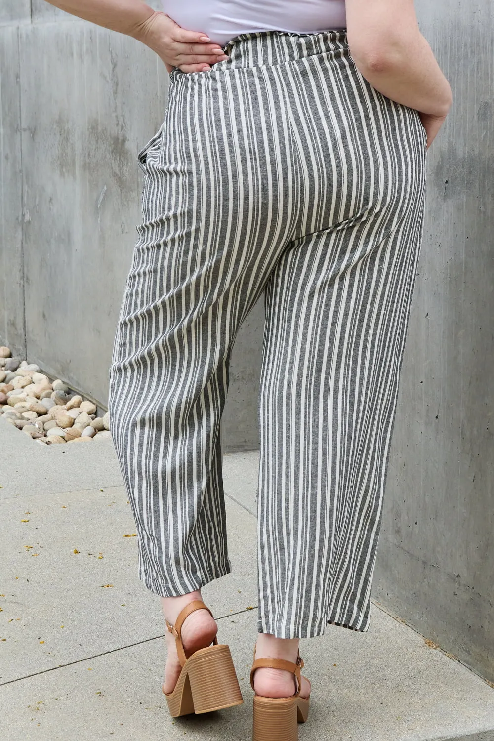 Paperbag Waist Striped Culotte Pants