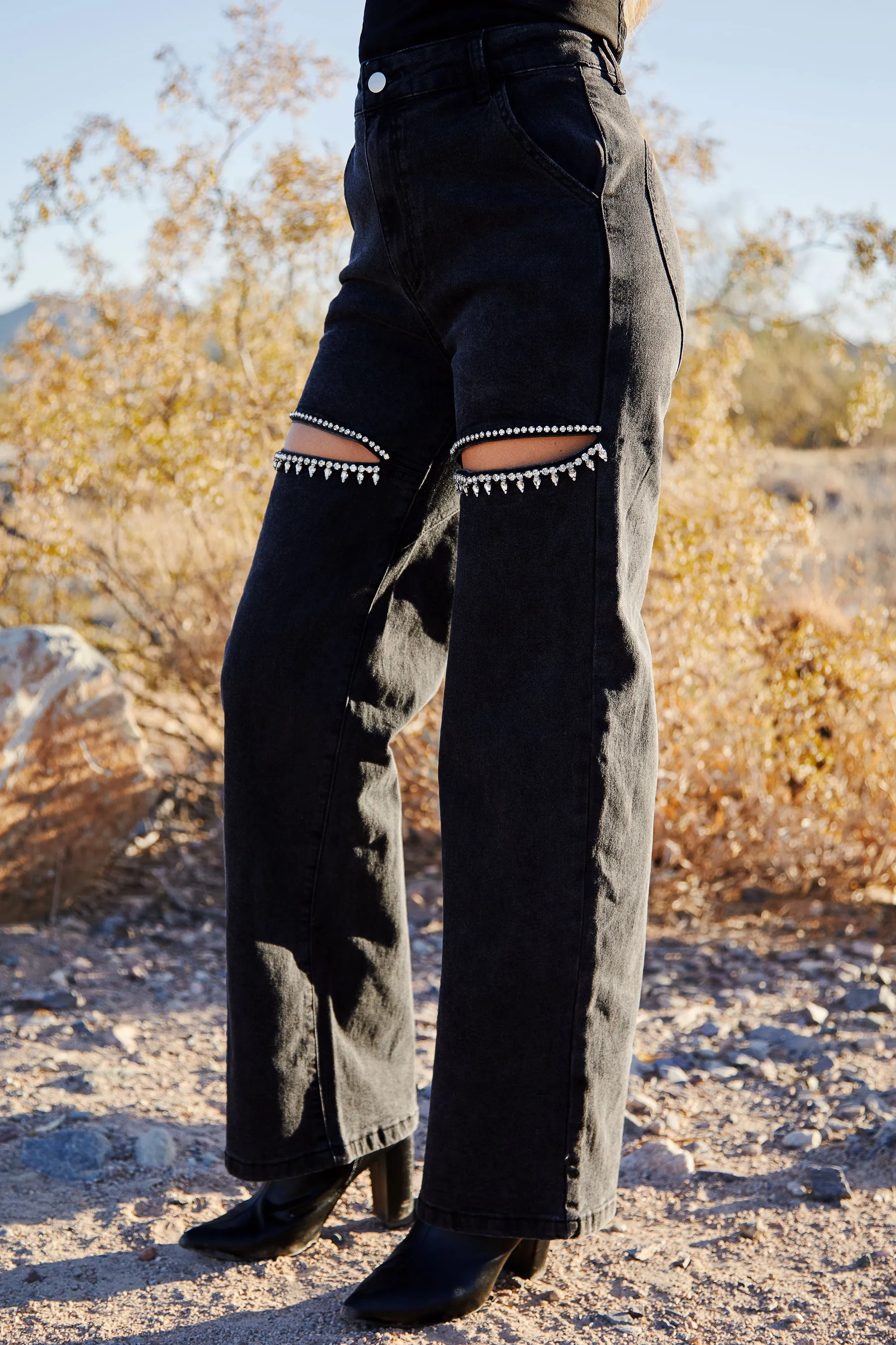 Payson Black Cut Out Rhinestone Jeans