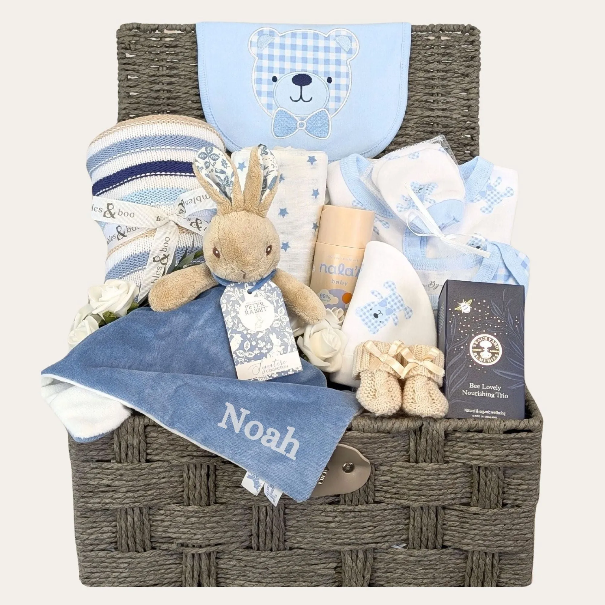 Personalised & Beautiful Beatrix Potter New Baby Boy Gifts Basket