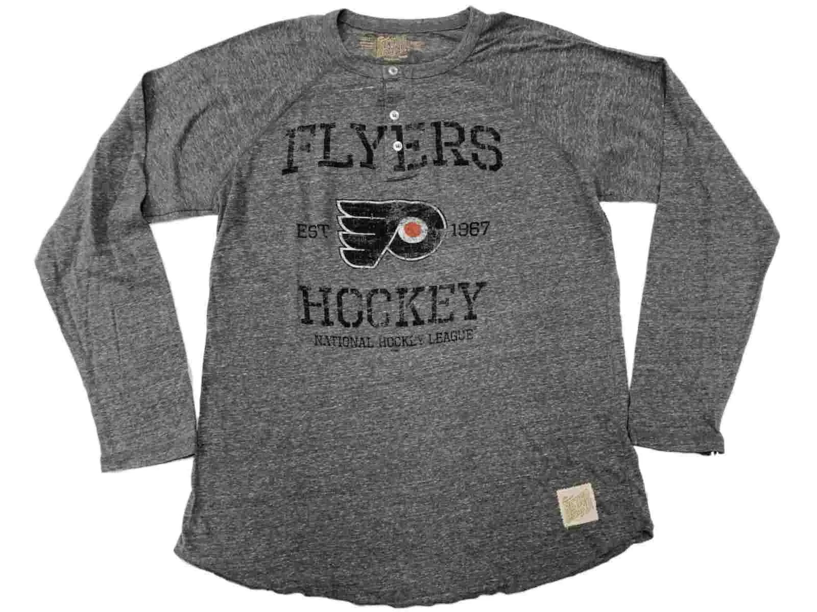 Philadelphia Flyers Retro Brand Gray Vintage Light Long Sleeve Henley T-Shirt