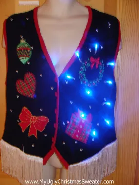 Plaid Themed Light Up Christmas Sweater Vest