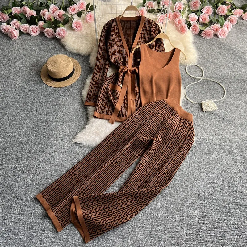 Pre Order:  Two-Piece Knitted Top   Wide Leg Pants