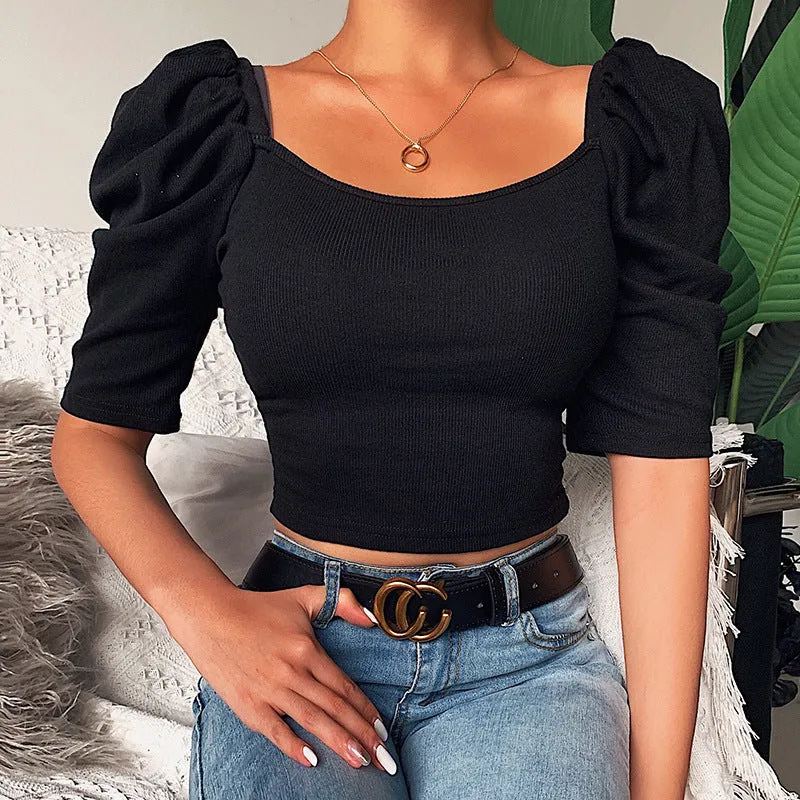 Puff Sleeve Short Sleeve Top