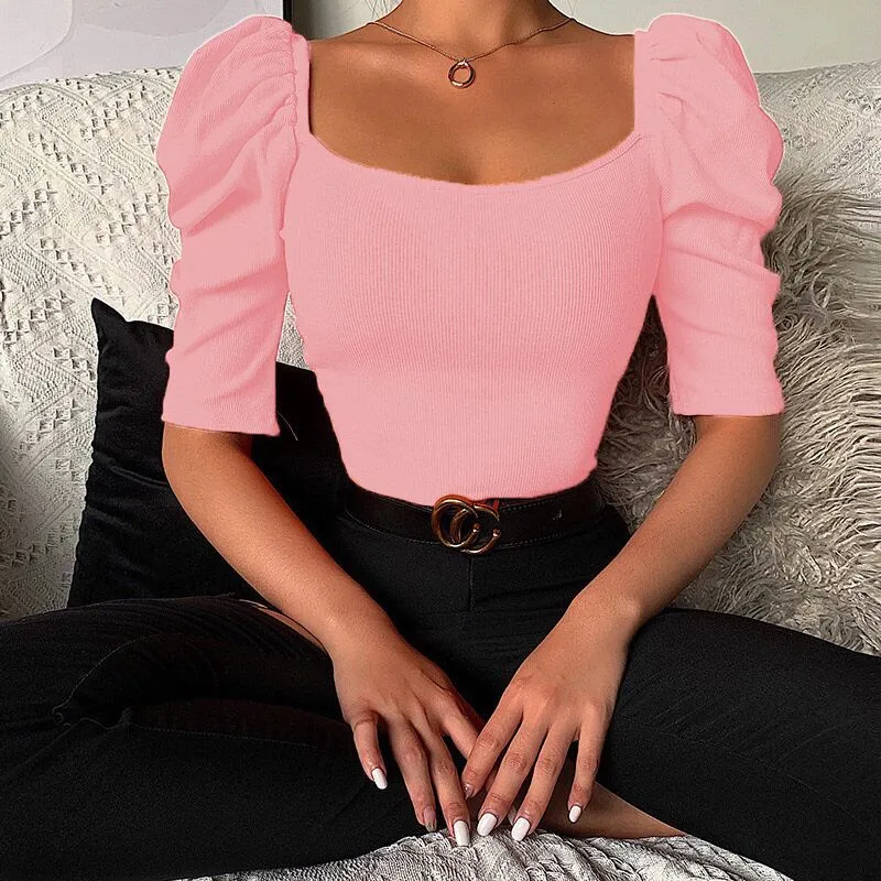 Puff Sleeve Short Sleeve Top