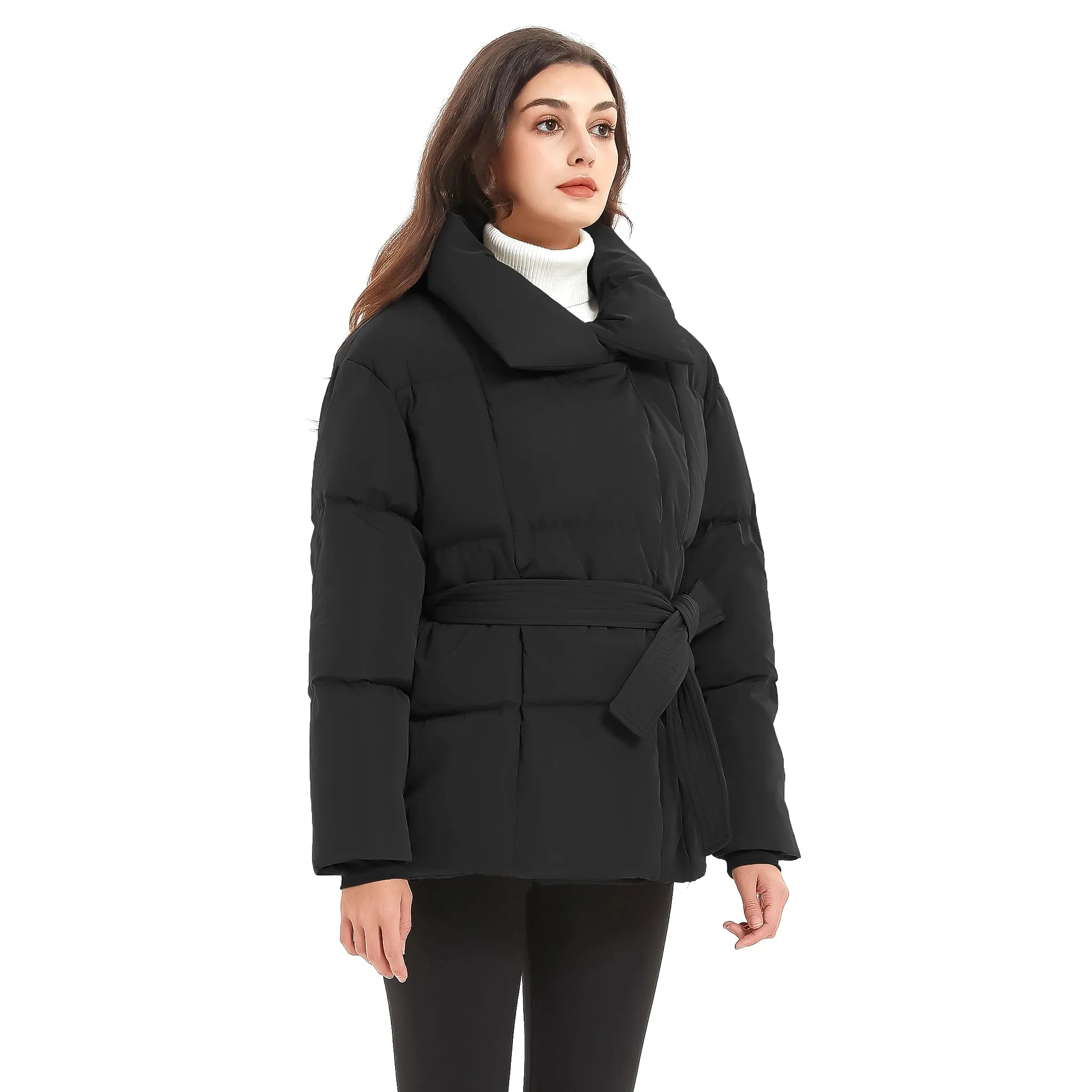 Puffer Tie Waist Fashion Jackets