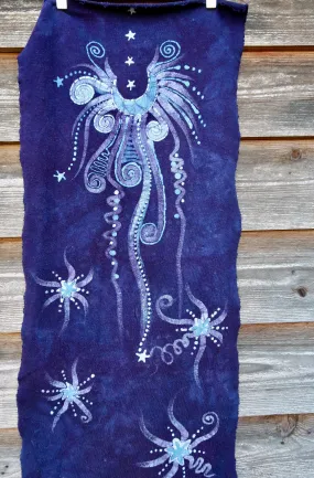 Purple Starseed Moongazer  - Hand Painted Organic Cotton Batik Scarf