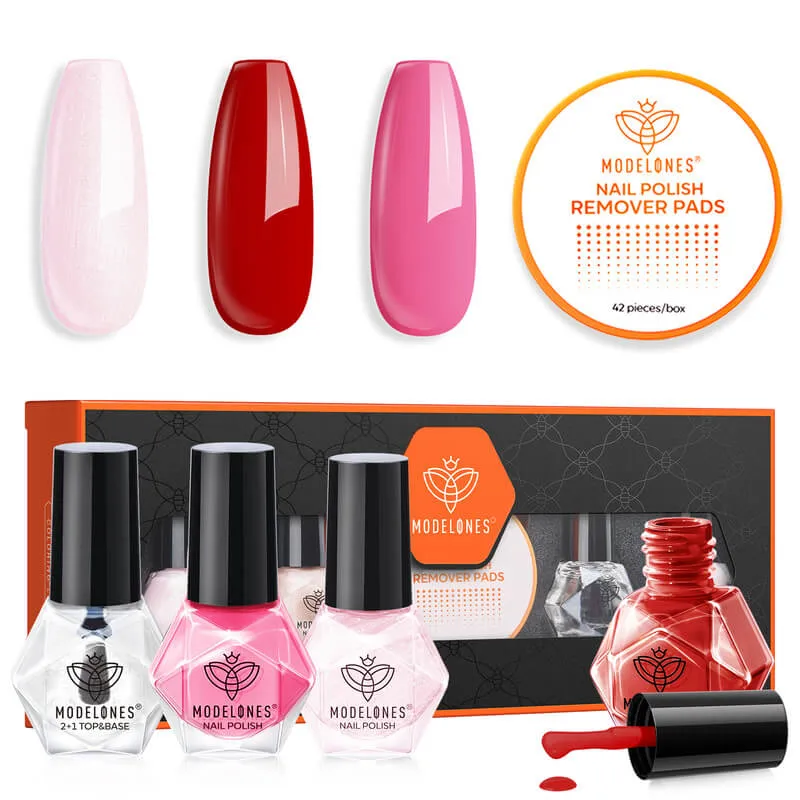 Raspberry - 3 Colors Mini Starter Nail Polish Kit 5ml