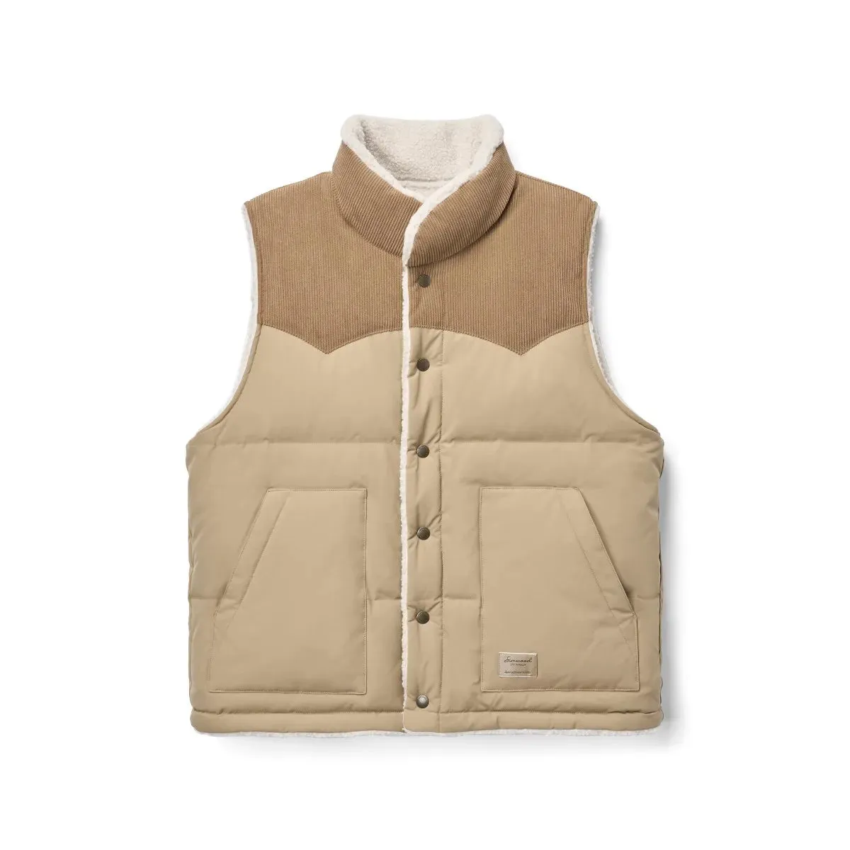 Reversible Sherpa Lined Sleeveless Casual Outwear Vest Jacket - White Duck Down