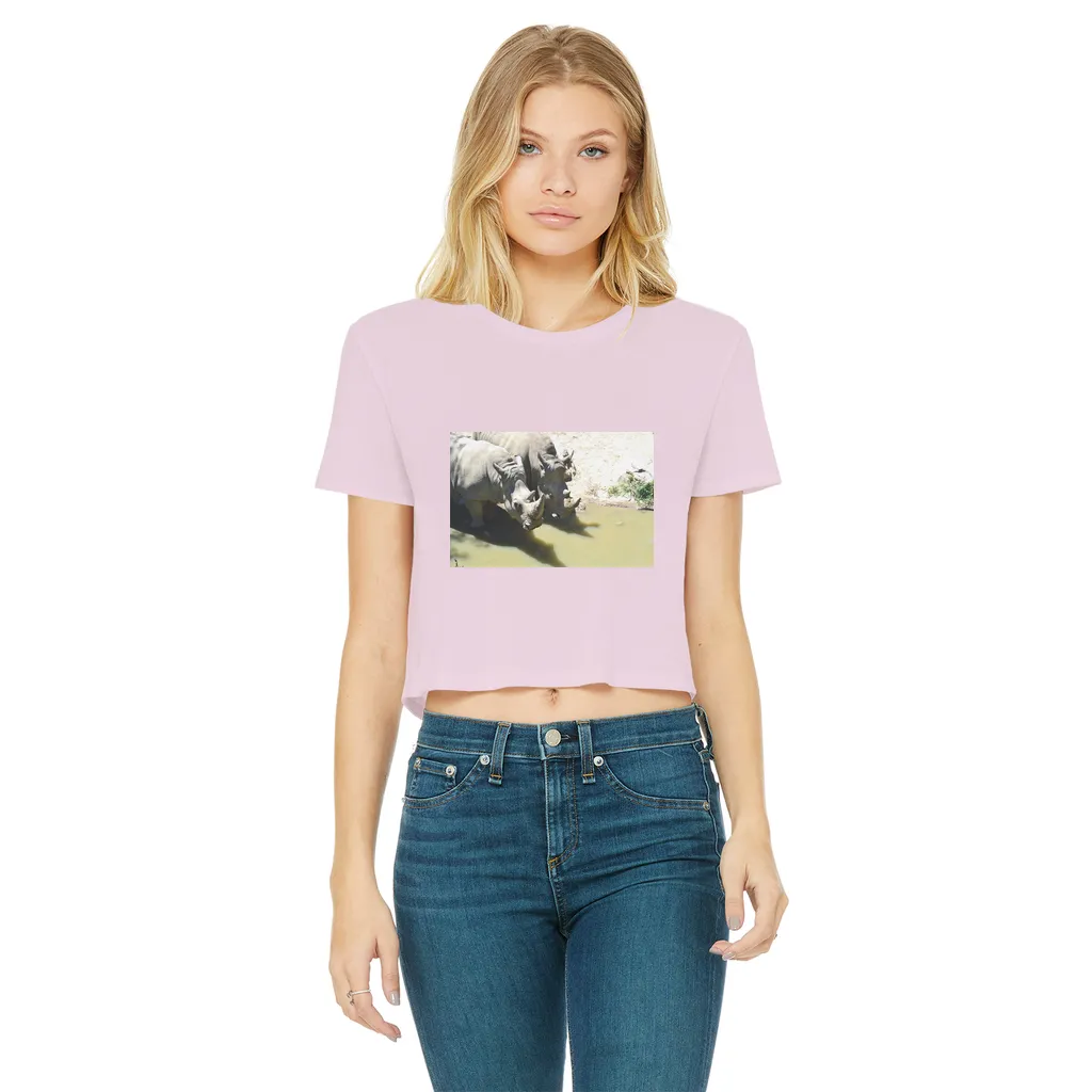 Rhinos Classic Women's Cropped Raw Edge T-Shirt