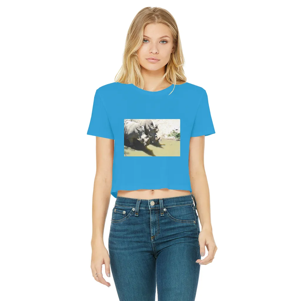 Rhinos Classic Women's Cropped Raw Edge T-Shirt