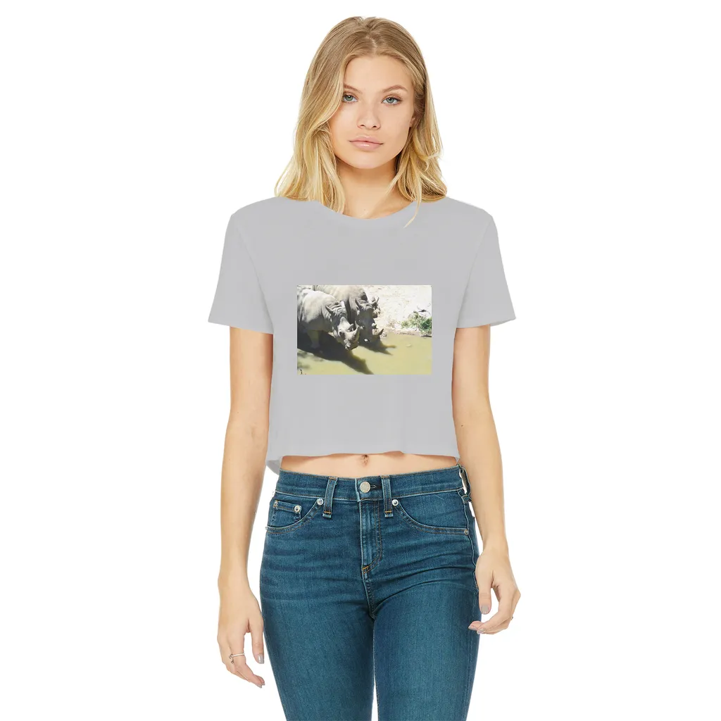 Rhinos Classic Women's Cropped Raw Edge T-Shirt