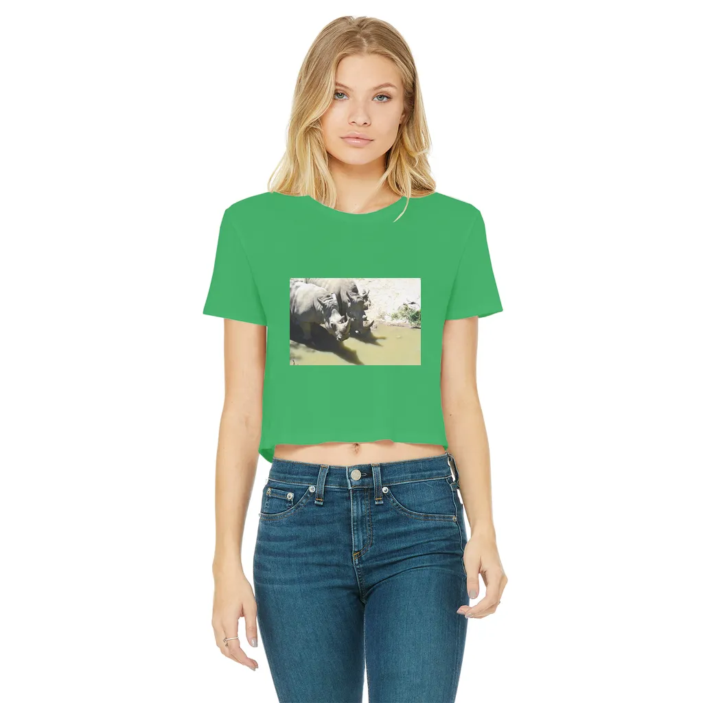 Rhinos Classic Women's Cropped Raw Edge T-Shirt