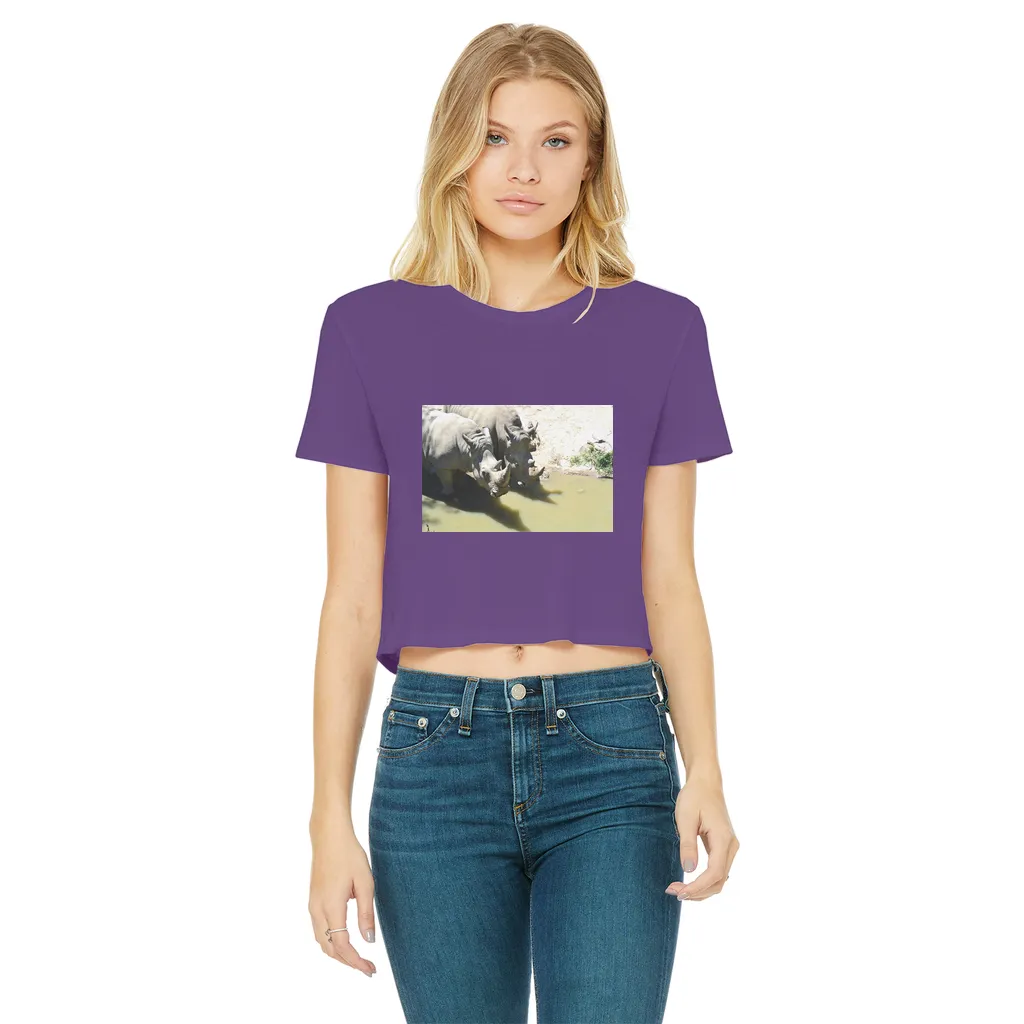 Rhinos Classic Women's Cropped Raw Edge T-Shirt