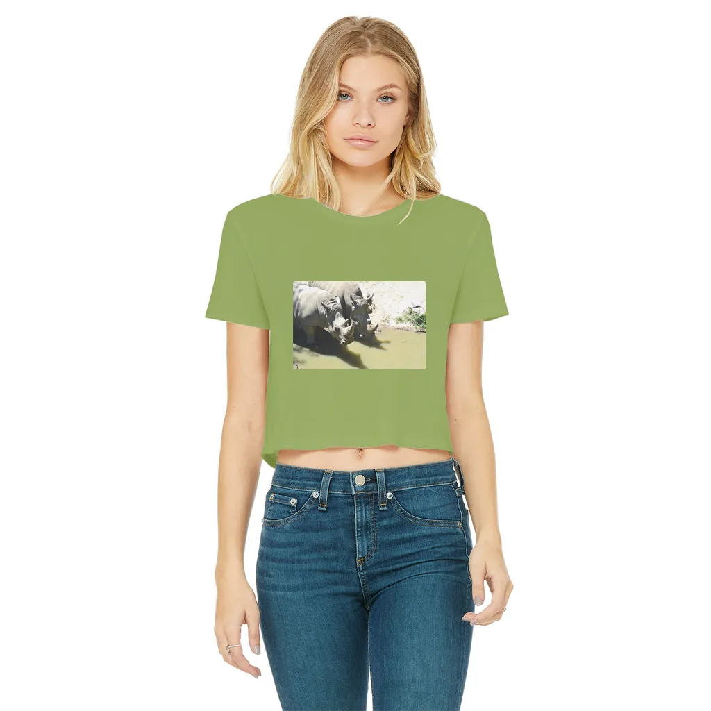 Rhinos Classic Women's Cropped Raw Edge T-Shirt