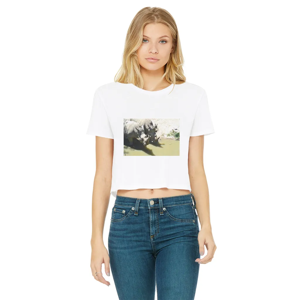 Rhinos Classic Women's Cropped Raw Edge T-Shirt