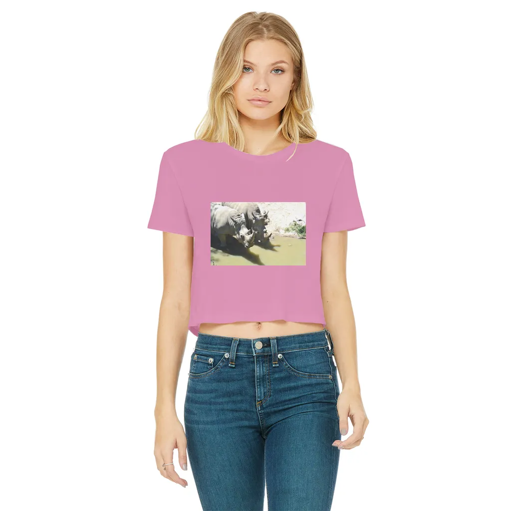 Rhinos Classic Women's Cropped Raw Edge T-Shirt