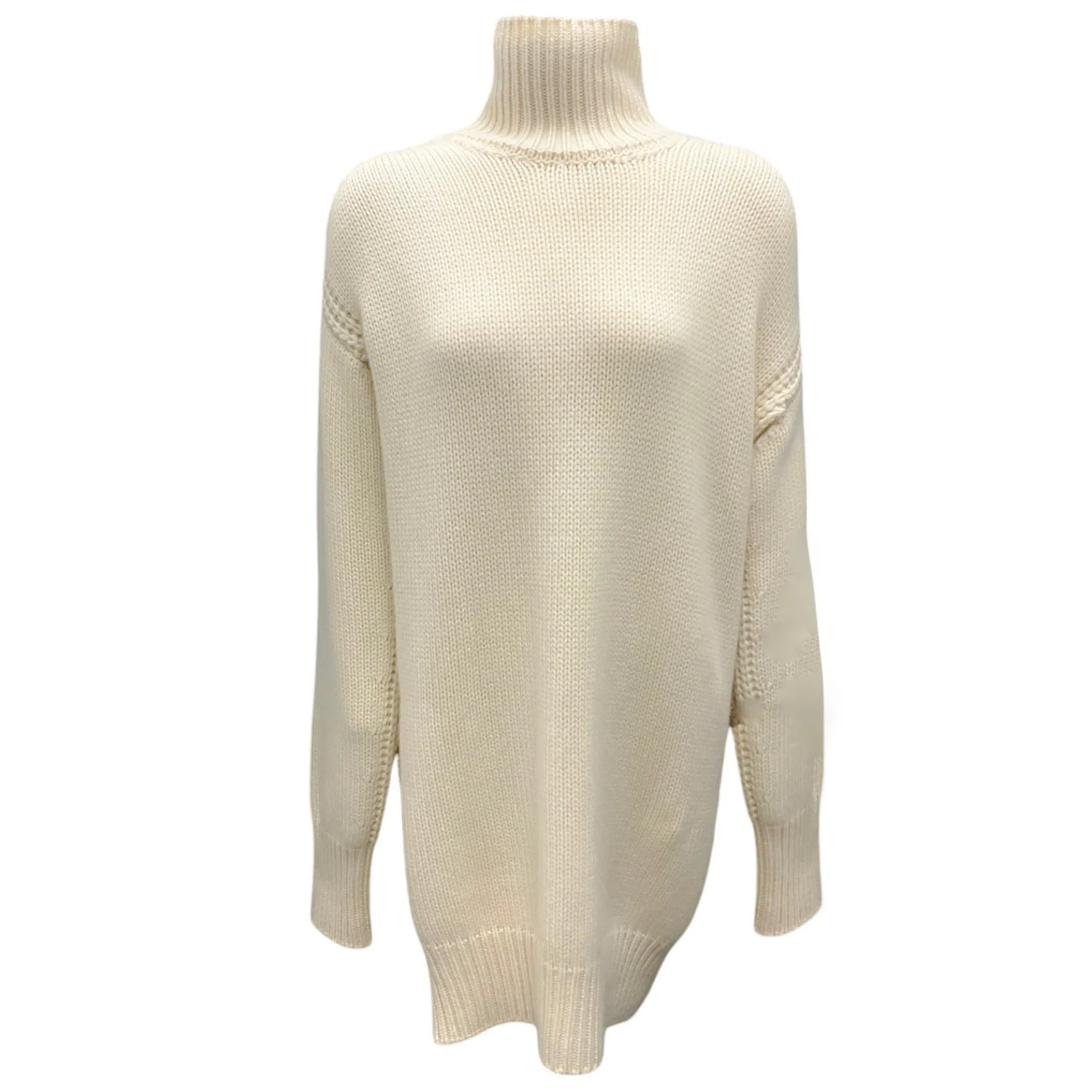 Sa Su Phi Ivory Long Sleeved Cashmere Knit Turtleneck Sweater