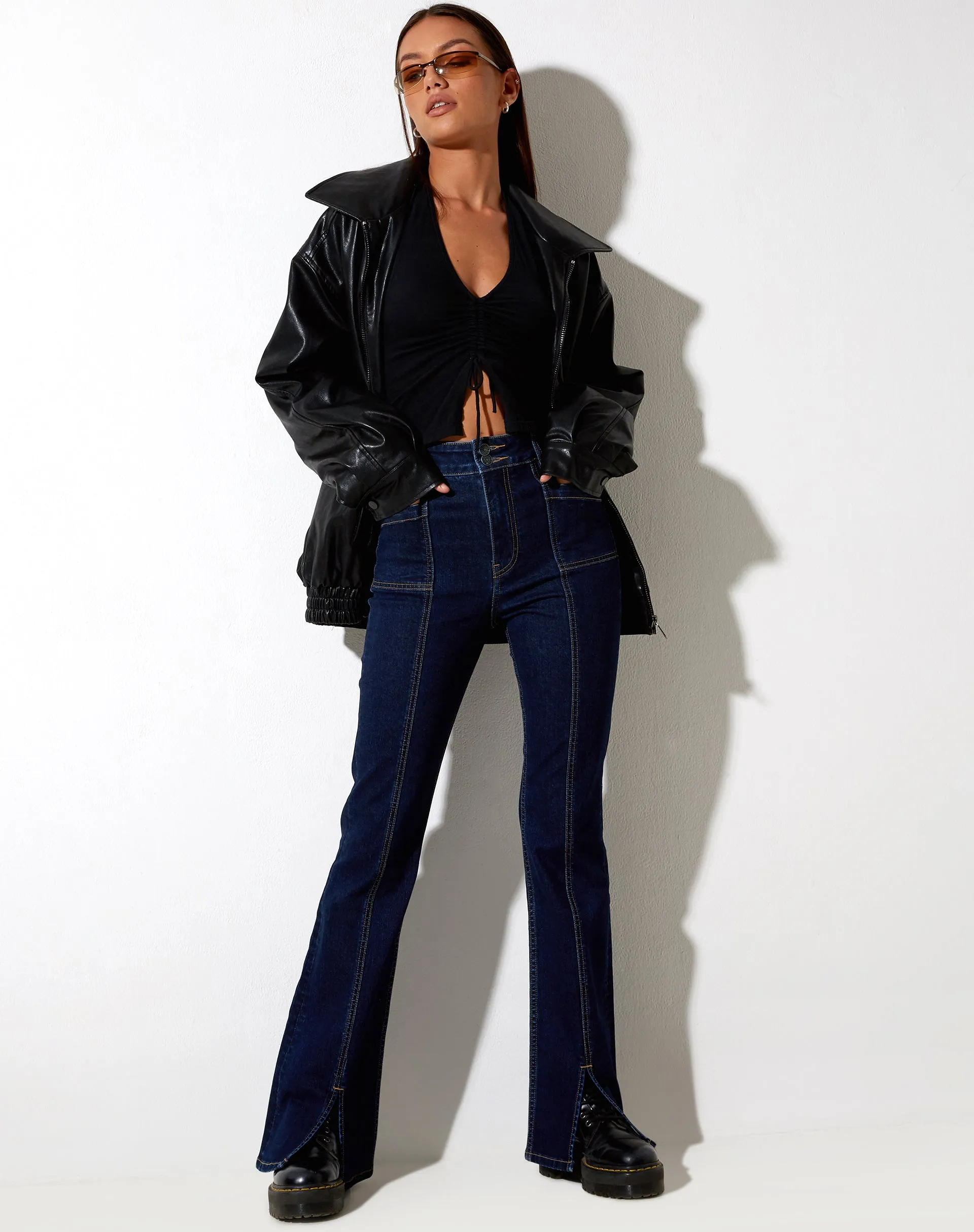 Seam Split Jeans in Indigo Blue