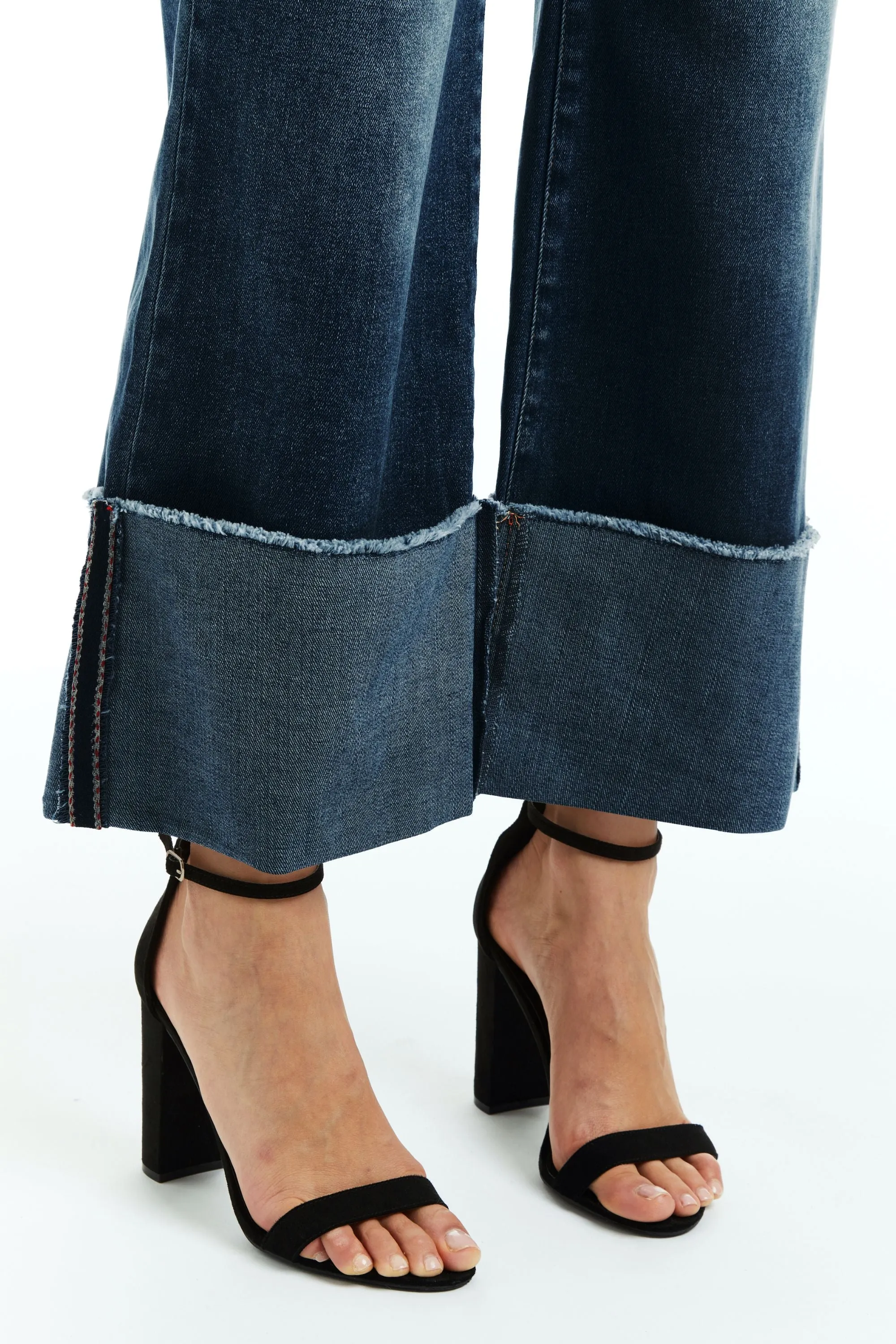 Selvege Cuff Mid Rise Wide Straight Ankle Crop