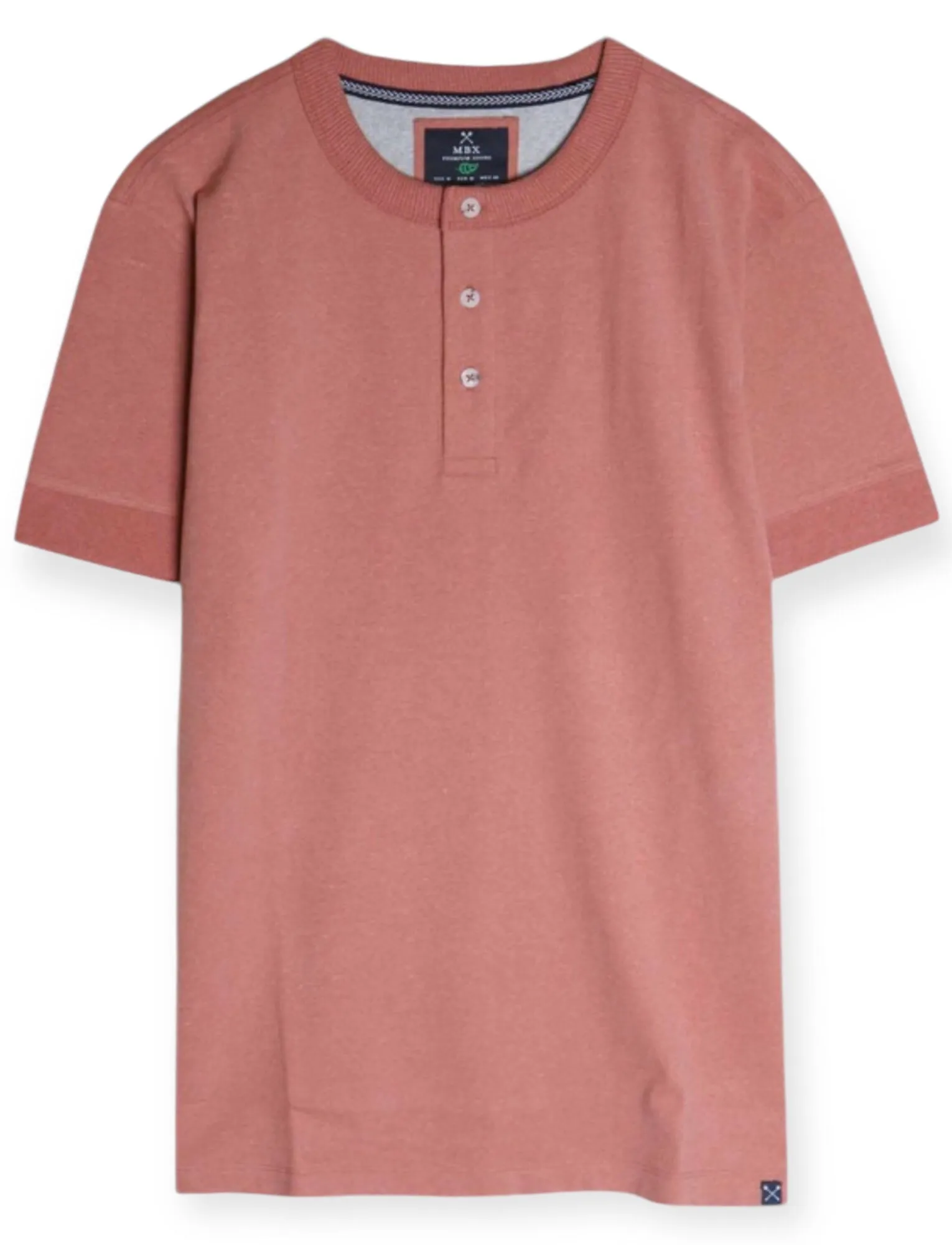 Short Sleeve Henley T-Shirt - Dark Coral