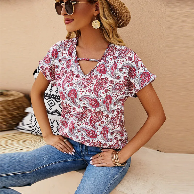 Short-sleeved printed Top