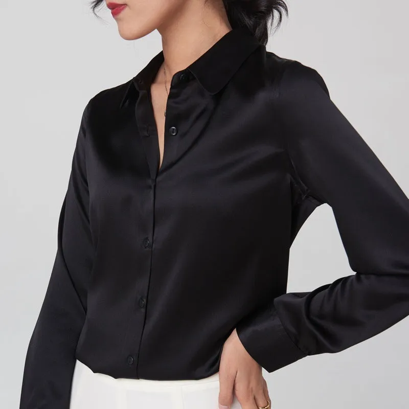 Silk long sleeve shirt women