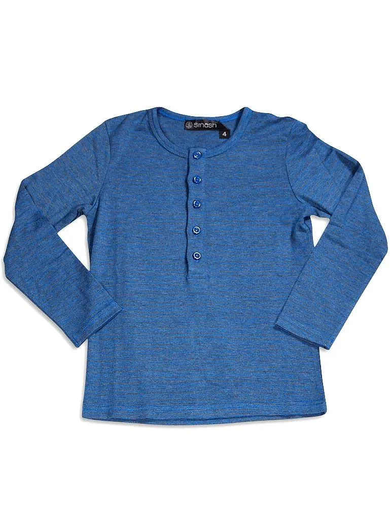 Smash For Boys Heathered Long Sleeve Fashion Henley T-Shirt Tee Shirt Top, 30909