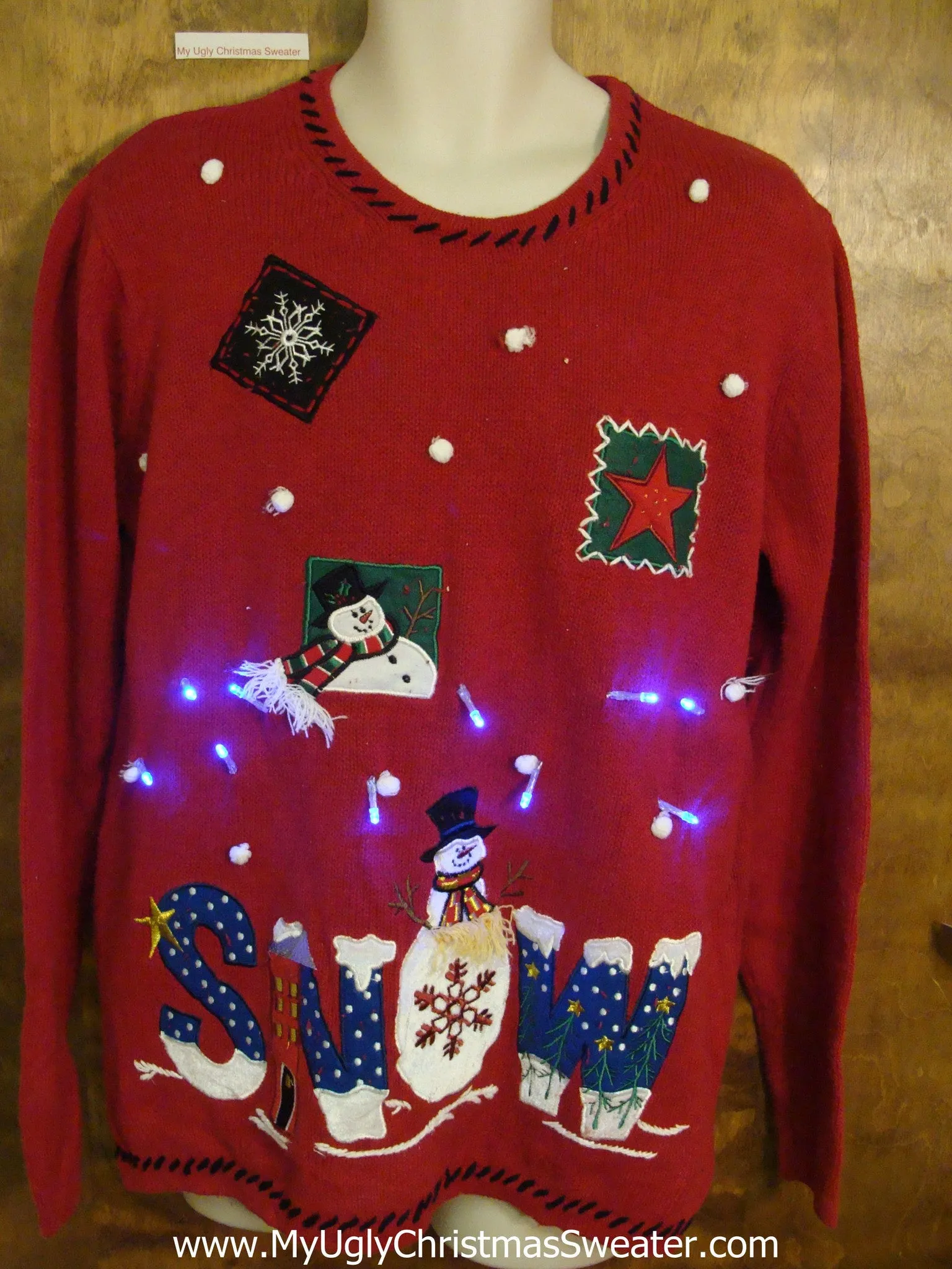 SNOW Themed Light Up Ugly Xmas Sweater