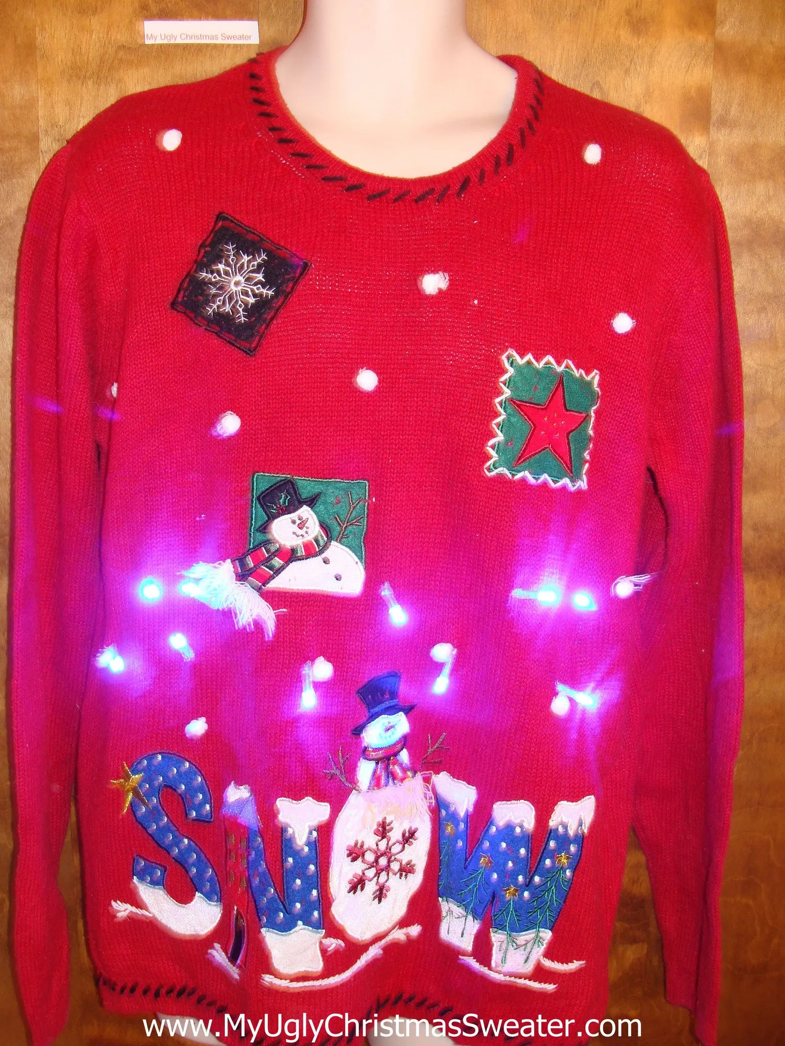 SNOW Themed Light Up Ugly Xmas Sweater