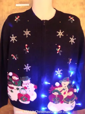 Snowman Families Light Up Ugly Xmas Sweater