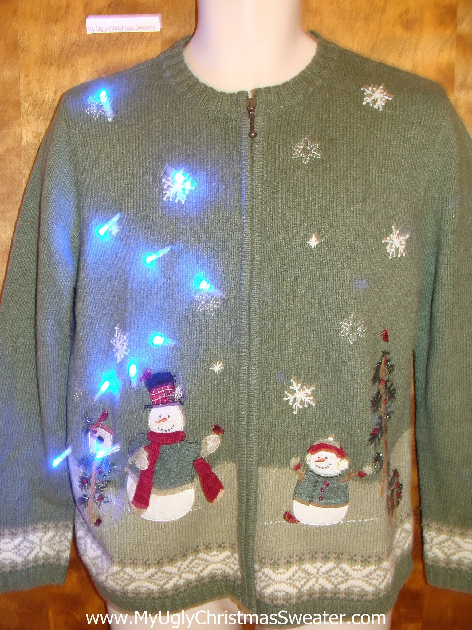 Snowman Family Holidays Light Up Ugly Christmas Jumper