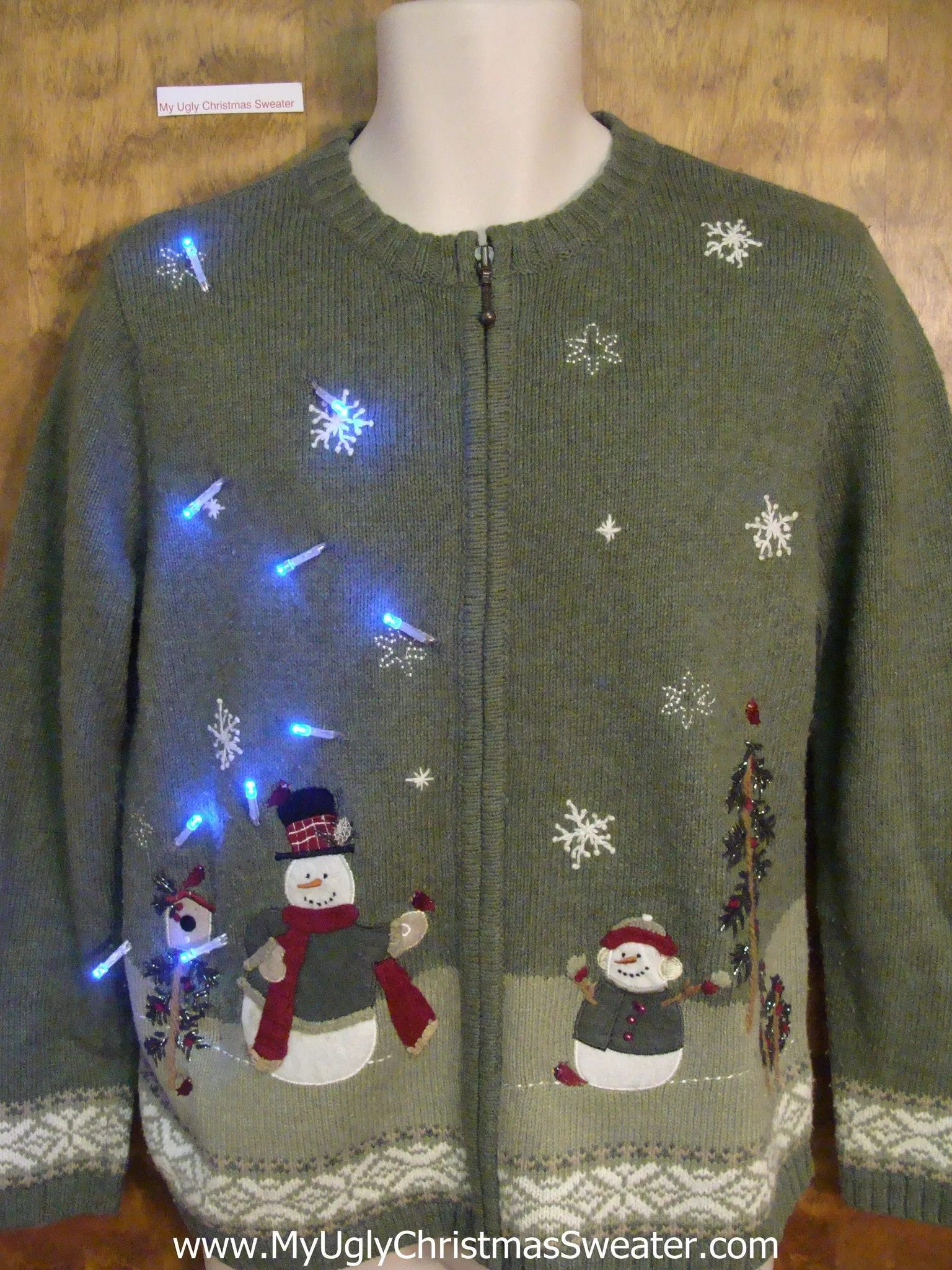 Snowman Family Holidays Light Up Ugly Christmas Jumper