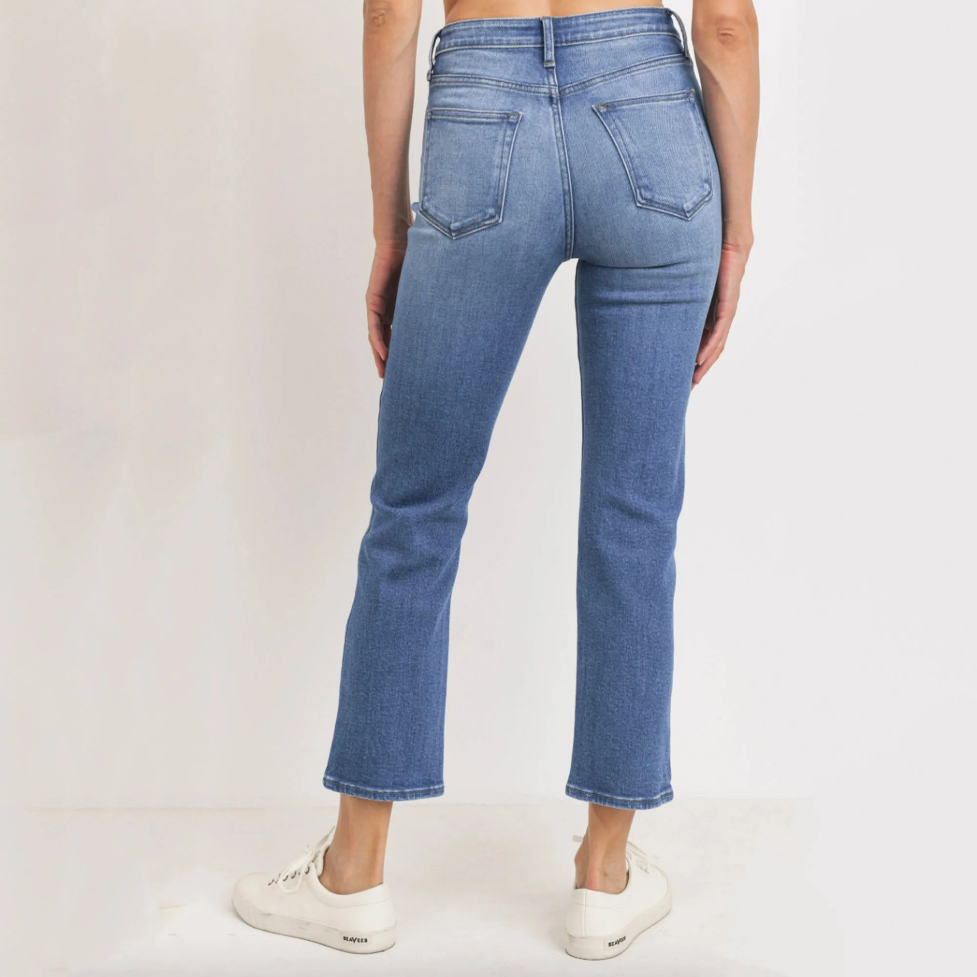 Straight Leg Knee Slit Jeans