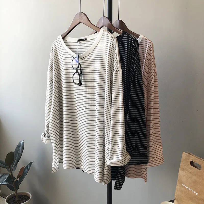 Striped top with split T-shirt