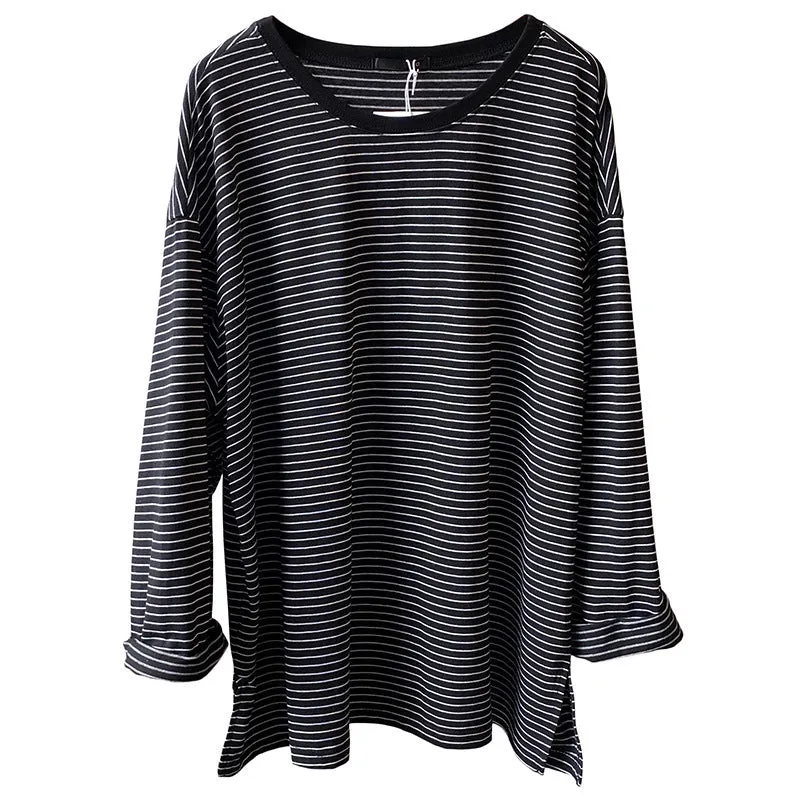 Striped top with split T-shirt