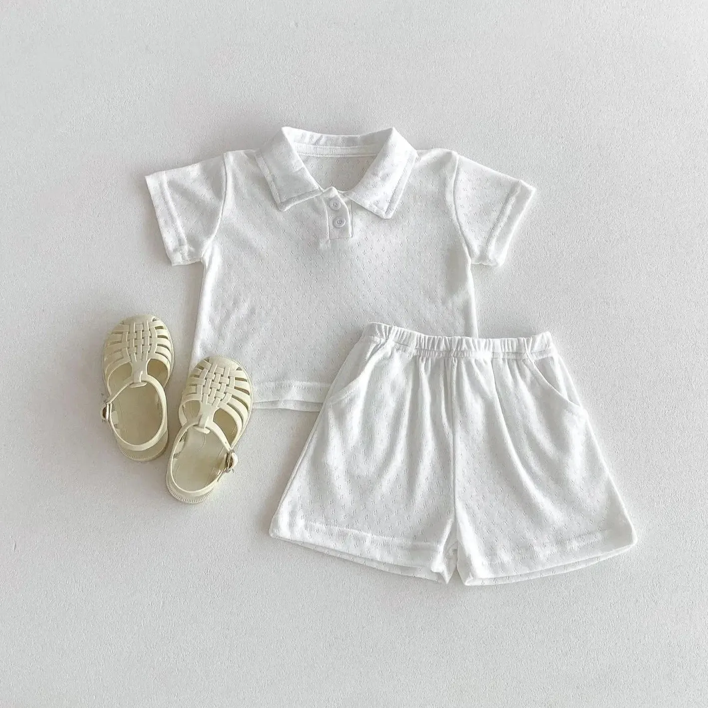 Summer Kids Hollow Out Shirt & Shorts Set