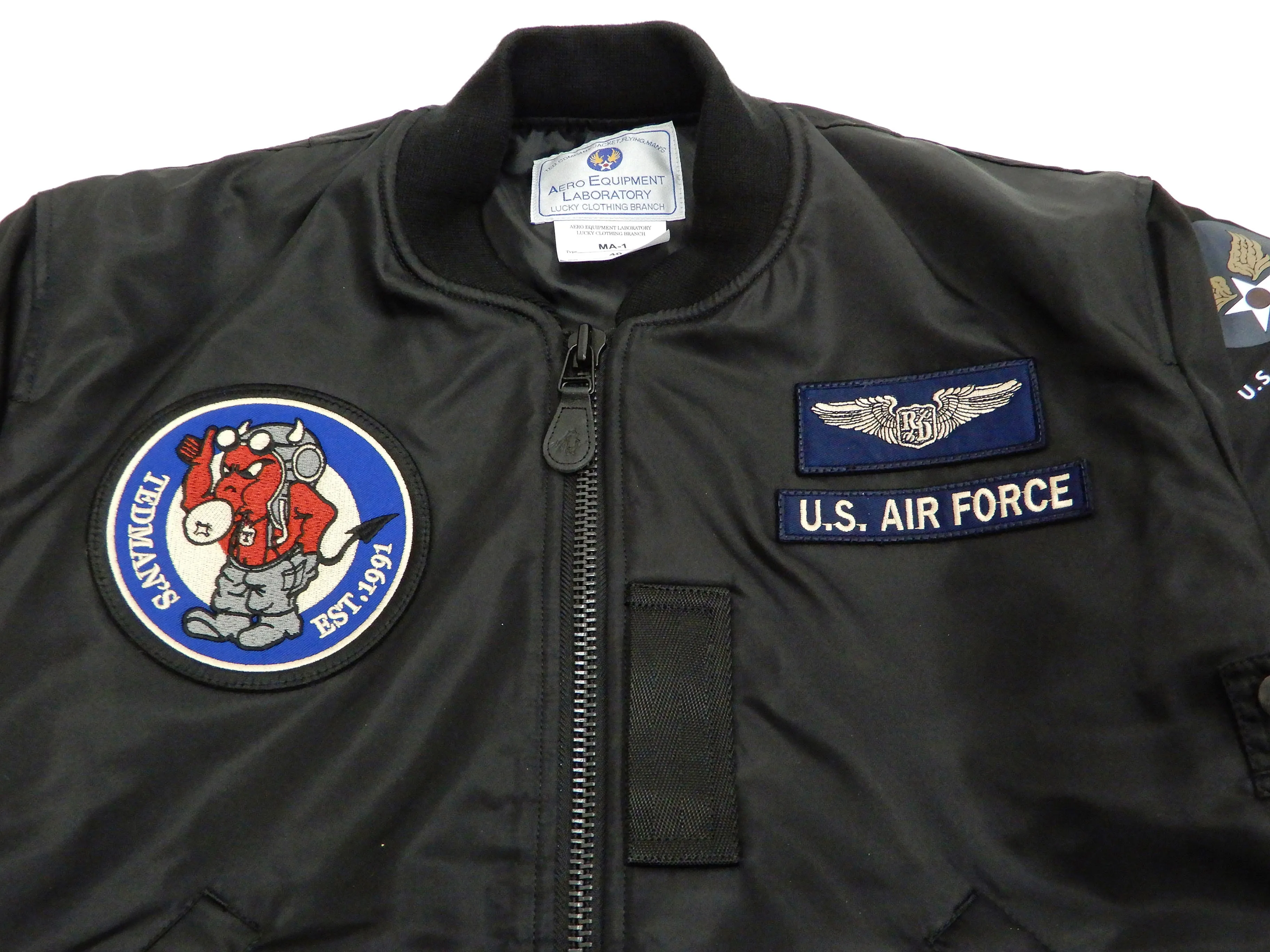 Tedman MA-1 Flight Jacket Men's Custom MA1 Bomber with Patches Printed TMA-550 Black