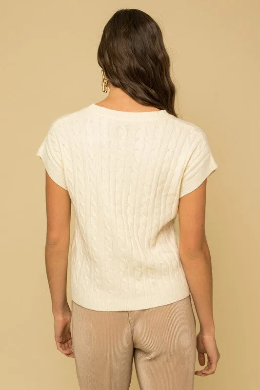 TEEK - White Cable Knit Vest