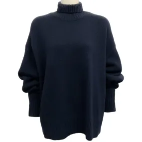 The Row Navy Blue Oversized Cashmere Turtleneck Sweater