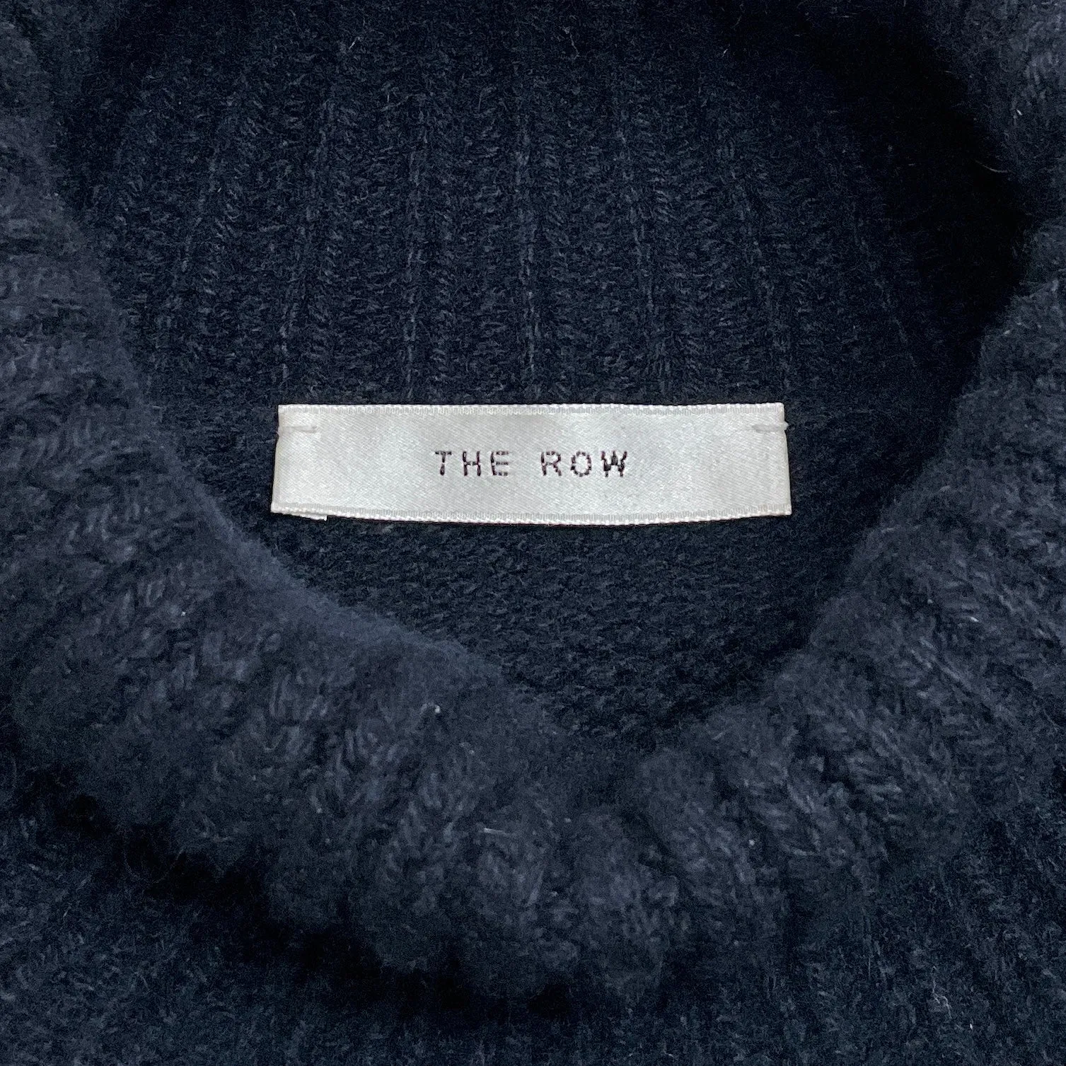 The Row Navy Blue Oversized Cashmere Turtleneck Sweater