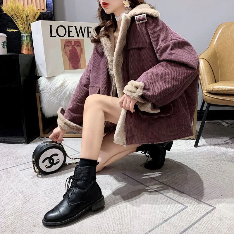 Thickened Plus Velvet Retro Loose Fit Sherpa Jacket