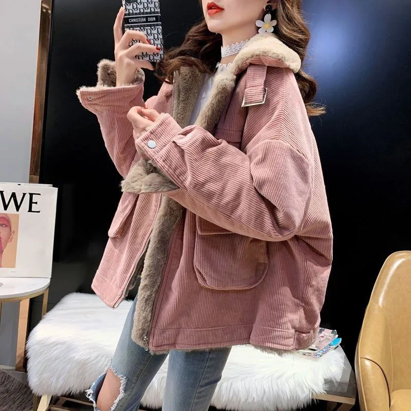 Thickened Plus Velvet Retro Loose Fit Sherpa Jacket