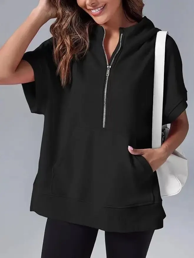 Three-point Short-sleeved Hooded Sweatshirt for Summer