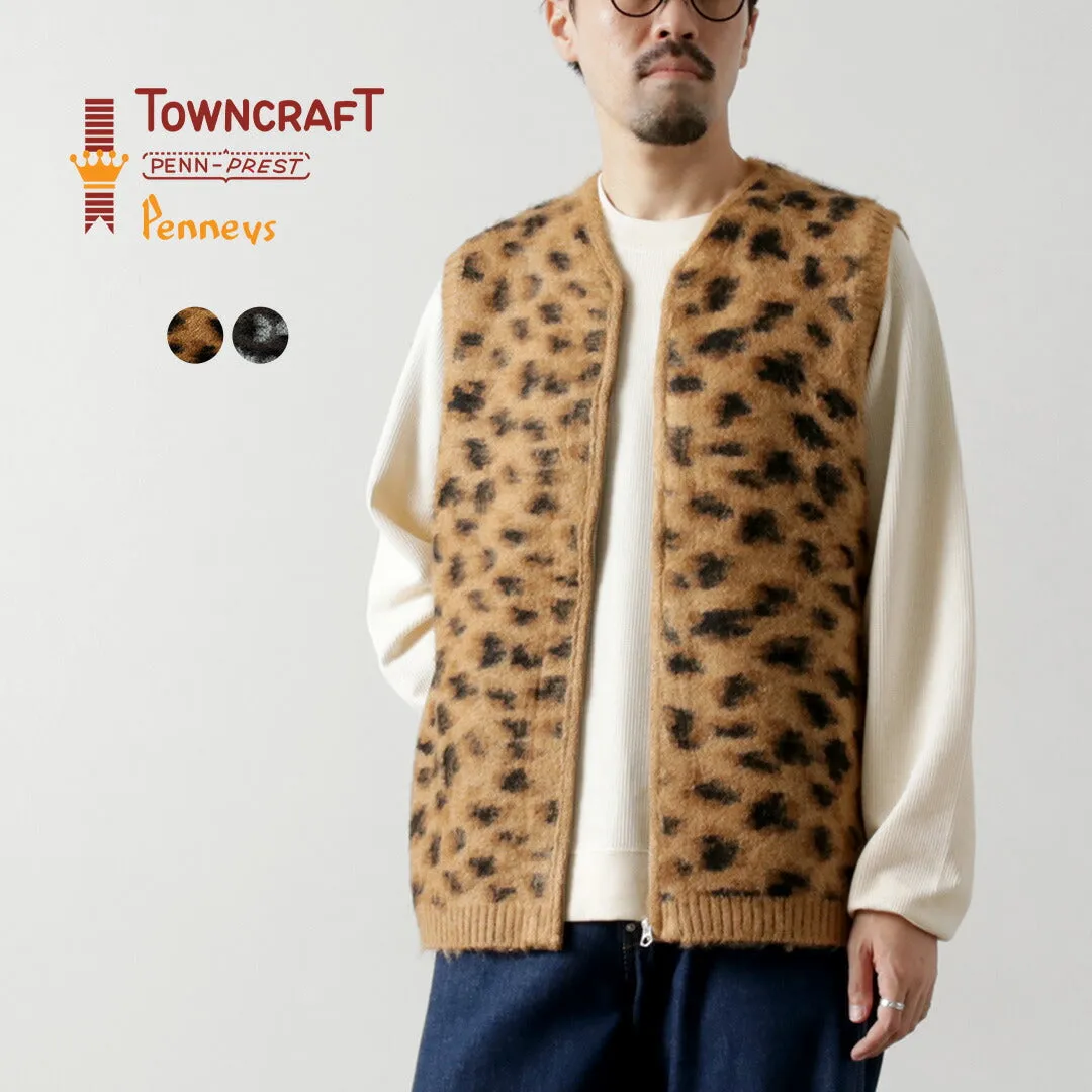 TOWN CRAFT / Shaggy Vintage Pattern Zipped Vest