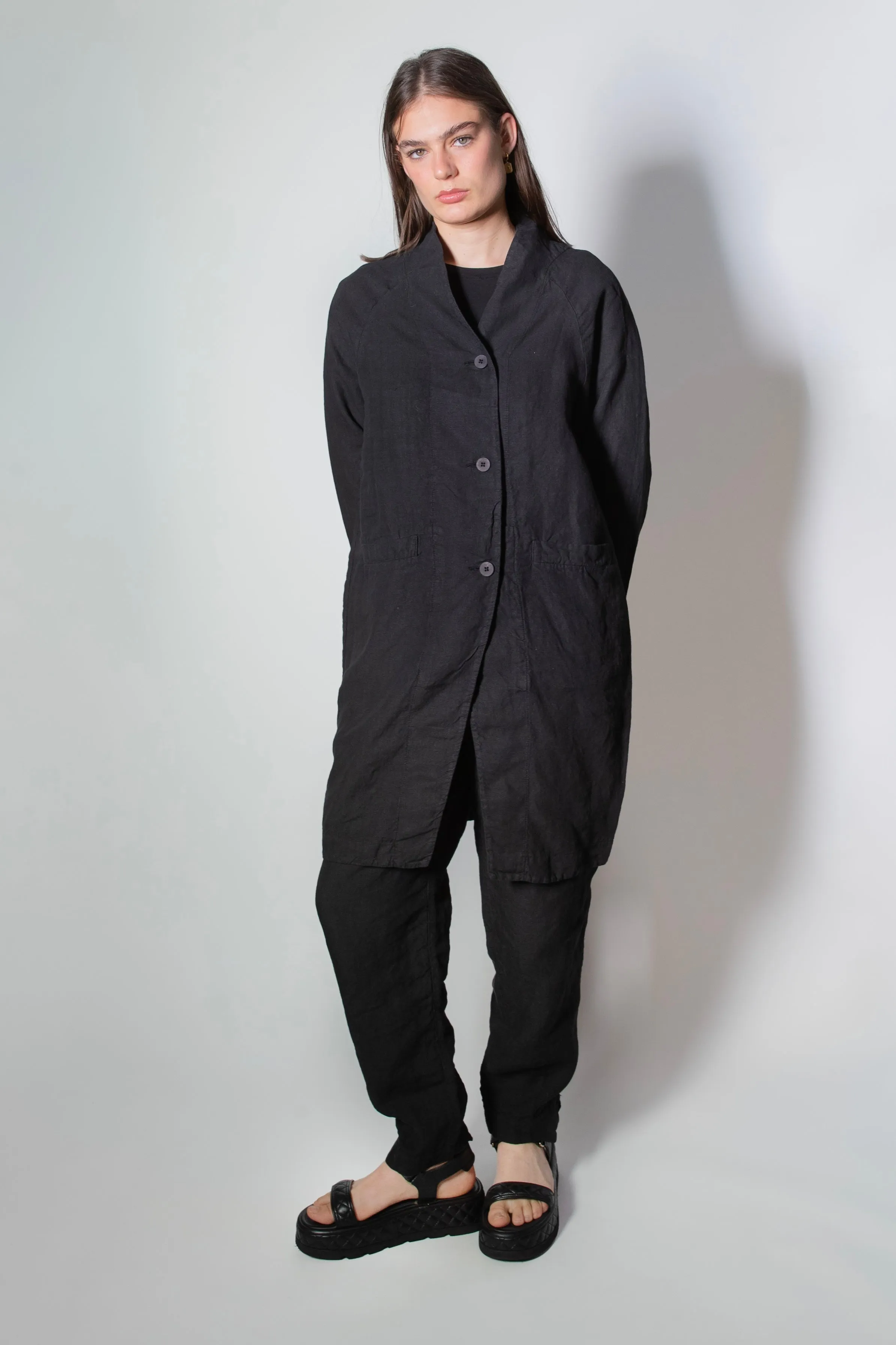 Transit Par Such Linen Coat in Black