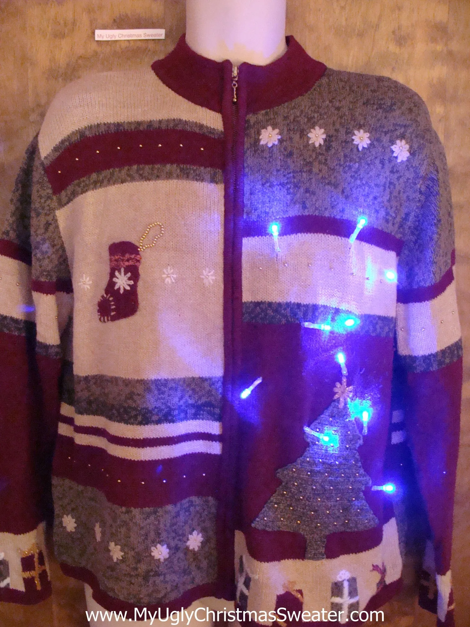 Two Sided 80s Light Up Ugly Xmas Sweater